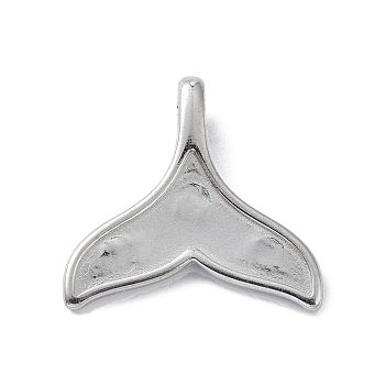304 Stainless Steel Pendant Cabochon Settings, Fishtail, Stainless Steel Color, Tray: 6.5x16mm, 17x17.5x1mm, Hole: 1.5x3.5mm