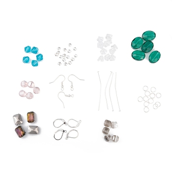 DIY Christmas Candy Gift Earring Making Kits, with Glass Beads, Brass Earring Hooks and Iron Findings, Mixed Color, 15x10mm, Hole: 1mm