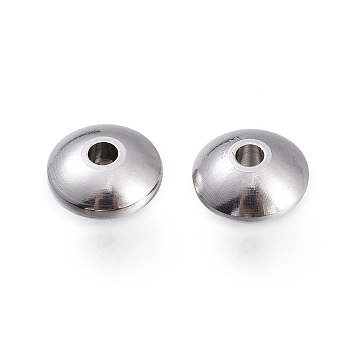 Non-Tarnish 202 Stainless Steel Spacer Beads, Rondelle, Stainless Steel Color, 8x4mm, Hole: 1.8mm