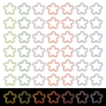 PandaHall Elite 112Pcs 7 Colors Transparent Luminous Acrylic Pendants, with Glitter Powder, Star, Mixed Color, 29.5x30.5x5mm, Hole: 1.8mm, 16pcs/color