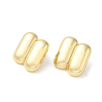 Rack Plating Brass Stud Earrings, Oval Shape, Long-Lasting Plated, Real 18K Gold Plated, 25x21.5mm