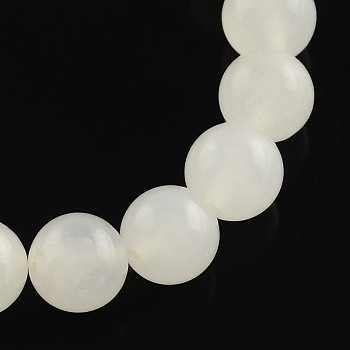 Natural White Jade Gemstone Bead Strands, Round, 10mm, Hole: 1.5mm, about 38pcs/strand, 14.9 inch