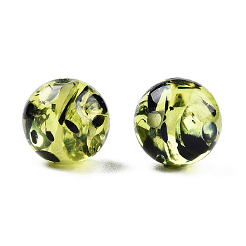 Resin Imitation Amber Beads, Round, Yellow Green, 12x11.5mm, Hole: 1.5~3mm