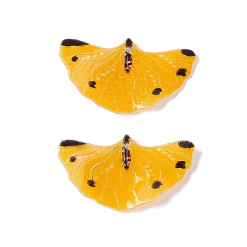 Plastic Heat Shrink Film Pendants, Butterfly, Gold, 18x33x3mm, Hole: 1mm