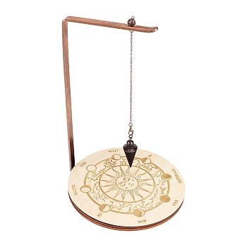 Wooden Crystal Display Shelf, Crystal Dowsing Pendulum Display Hanging Holder Stand, Wheat, 180x260mm