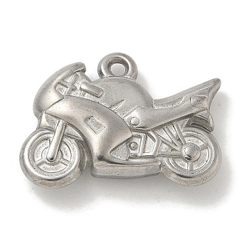 Anti-Tarnish 304 Stainless Steel Pendants, Motorbike Charms, Stainless Steel Color, 20x25.5x6.5mm, Hole: 1.8mm