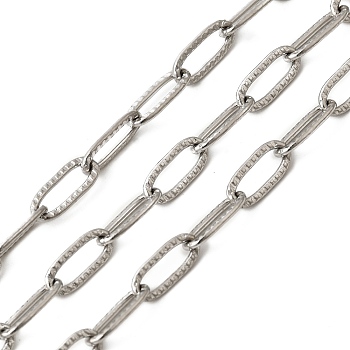 304 Stainless Steel Textured Cable Chains, Soldered, with Spool, Stainless Steel Color, 10.5x4.5x1mm