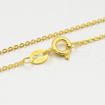 925 Sterling Silver Cable Chain Necklaces, with Spring Ring Clasps, Golden, 18 inch, 1.2mm(STER-M086-06B)