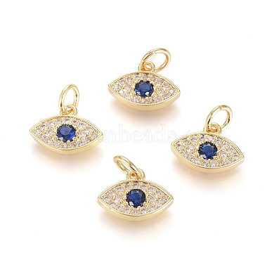 Real 18K Gold Plated Blue Eye Brass+Cubic Zirconia Charms
