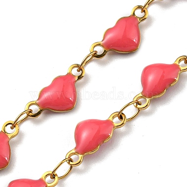 Ion Plating(IP) Golden 304 Stainless Steel Heart Link Chain Necklaces(NJEW-E098-02G-05)-2