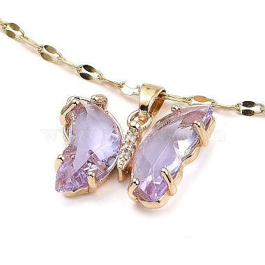 Lilac Butterfly Brass Necklaces