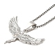 Angel Shape Rhinestone Pendant Necklace with Zinc Alloy Box Chains(NJEW-G118-03P)-2