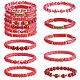 8Pcs 8 Style Natural Red Agate & Glass & Polymer Clay Heishi Surfer Stretch Bracelets Set(BJEW-SW00083)-1