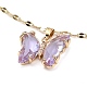 Butterfly Light Gold Brass Micro Pave Cubic Zirconia Pendant Necklaces(NJEW-E105-05KCG-04)-1