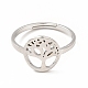 304 anillo ajustable árbol de la vida de acero inoxidable para mujer(RJEW-B027-26P)-2
