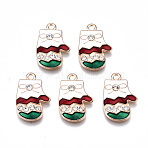 Alloy Enamel Pendants, with Crystal Rhinestone, Christmas, Cadmium Free & Lead Free, Gloves, Light Gold, White, 20x13.5x3mm, Hole: 1.6mm(X-ENAM-Q442-032-RS)