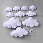 10Pcs Cloud Felt Cloth Hanging Ornaments, for Home Room Decor, White, 80~177x114~260x23~65mm(DIY-WH0899-467)