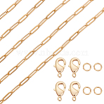DIY 304 Stainless Steel Paperclip Chain Bracelets Necklaces Jewelry Sets Making Kits, Real 18K Gold Plated, 8.5x3x0.5mm(DIY-BBC0002-14)