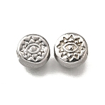 304 Stainless Steel Beads, Flat Round with Eye, Anti-Tarnish, Stainless Steel Color, 6x3mm, Hole: 1.4mm(X-STAS-V009-13A-P)