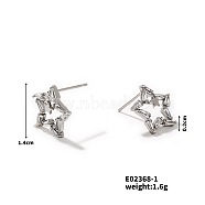 Shiny Star Stud Earrings for Women, Elegant and Stylish Jewelry, Platinum, 14x2mm(VJ6660-1)