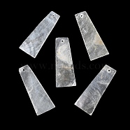 Natural Capiz Shell Pendants, Trapezoid Charms, 40x15~15.5x0.8mm, Hole: 1.2mm(BSHE-Z003-27)