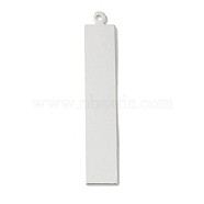 Brass Pendant, Rectangle Charms, 925 Sterling Silver Plated, 41.5x7.5x0.6mm, Hole: 1.2mm(KK-P259-29S)