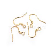 304 Stainless Steel French Earring Hooks, Flat Earring Hooks, Ear Wire, with Horizontal Loop, Real 18k Gold Plated, 15x17x2mm, Hole: 2mm, 21 Gauge, Pin: 0.7mm(STAS-P210-24G)
