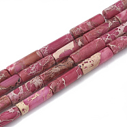 Synthetic Imperial Jasper Beads Strands, Dyed, Column, Indian Red, 12~13x4~4.5mm, Hole: 1~1.2mm, about 30pcs/strand, 15.9 inch(X-G-S322-002C-1)