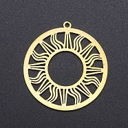 201 Stainless Steel Solar Eclipse Pendants, Laser Cut, Ring with Sun, Golden, 33x30.5x1mm, Hole: 1.6mm(STAS-S105-LA231)