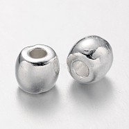 Tibetan Style Alloy Beads, Lead Free & Cadmium Free, Barrel, Silver Color Plated, 6x5mm, Hole: 2.5mm(K08PF021)