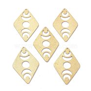 Elite 10Pcs Brass Pendant, Rhombus with Moon Phase, Hollow, Raw(Unplated), 40x26x0.5mm, Hole: 1.2mm(KK-PH0009-27)