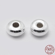 925 Sterling Silver Spacer Beads, Rondelle, Silver, 4x2mm, Hole: 1mm(STER-K171-38S-02)