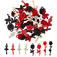 28PCS 8Style Alloy Pendants, Ballet Dancer and Flower, Mixed Color, 32.5~40x11.5~13.5x5~6mm, Hole: 1.5mm(FIND-AR0004-51)