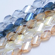 Electroplate Glass Beads Strands, Faceted, Twisted Bead, Mixed Color, 10x8x5mm, Hole: 1.2mm, about 50pcs/strand, 19.6 inch(50cm)(EGLA-G018-L)