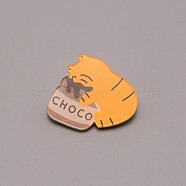 ChocoTiger Chinese Zodiac Brooch Pin, Cute Animal Acrylic Lapel Pin for Backpack Clothes, White, Dark Orange, 26x30x7mm(JEWB-TAC0008-11)
