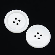 White Flat Round Resin Buttons, Dyed, 20x3mm, Hole: 2mm(X-RESI-D030-20mm-01)