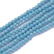 Synthetic Turquoise Beads Strands, Faceted, Round, 3~3.5x2.5~3mm, Hole: 0.3mm, about 114~141pcs/strand, 15.1~16.4 inch(38.4~41.8cm)(X-G-F596-39-3mm)