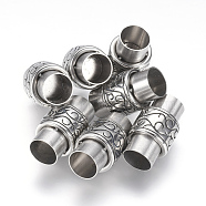 304 Stainless Steel Magnetic Clasps with Glue-in Ends, Column, Antique Silver, 20x12mm, Hole: 8mm(X-STAS-F123-05AS)