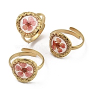 316 Stainless Steel with Epoxy Resin Ring, Dry Flower Inside, Pink, Inner Diameter: 17mm(RJEW-Z031-02A)