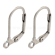 Non-Tarnish 304 Stainless Steel Leverback Earring Findings, Stainless Steel Color, 17.5x12.5x1.5mm, Hole: 2mm, Pin: 0.8mm(STAS-P360-02B-P)