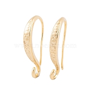 Rack Plating Eco-friendly Brass Earring Hooks, with Horizontal Loop, Lead Free & Cadmium Free, Real 24K Gold Plated, 19x2.5mm, Hole: 2mm, 24 Gauge, Pin: 0.5mm(KK-D075-11G-RS)