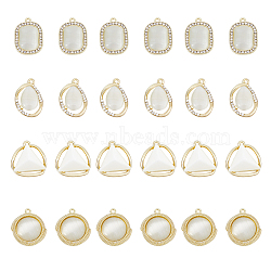 24Pcs 4 Styles Alloy Pendants, with White Resin Imitation Cat Eye, Triangle/Oval/Half Round, Mixed Shapes, Light Gold, 21.5~25x15~23.5x4~5.5mm, Hole: 1.5~1.8mm, 6pcs/style(FIND-DC0002-99)