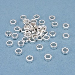 304 Stainless Steel Spacer Beads, Flat Round, Silver, 5x2mm, Hole: 3mm(STAS-P223-12S)