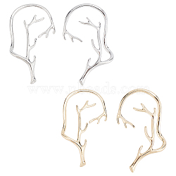 4Pcs 4 Style Alloy Antler Cuff Earrings, Climber Wrap Around Earrings for Women, Platinum & Golden, 56x39x12mm, 1pc/style(EJEW-AN0001-30)