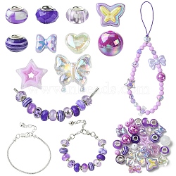 DIY Acrylic Beads & Brass European Style Bracelet Making Kits, Medium Orchid, Acrylic Beads: 20x29x8.5mm, Hole: 3.3mm(DIY-YW0012-21C)