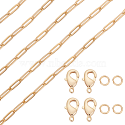 DIY 304 Stainless Steel Paperclip Chain Bracelets Necklaces Jewelry Sets Making Kits, Real 18K Gold Plated, 8.5x3x0.5mm(DIY-BBC0002-14)