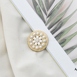 Alloy Resin Shank Buttons, with Plastic Imitation Pearls, for Garment Accessories, White, 23mm(SENE-PW0013-08C-12A)