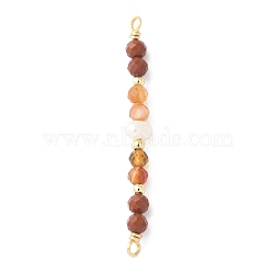 Faceted Round Natural Carnelian & Red Jasper & Potato Natural Cultured Freshwater Pearl Beaded Connector Charms, with Copper Wire Loops, Light Gold, 41~43.5x5~5.5x3.8mm, Hole: 1.8mm(PALLOY-JF03531-01)