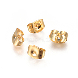 304 Stainless Steel Ear Nuts, Friction Earring Backs for Stud Earrings, Golden, 4.5x6x3mm, Hole: 0.7mm(X-STAS-F227-44-G)