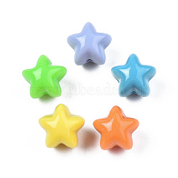 Opaque Acrylic Beads, Star, Mixed Color, 15.5x16.5x15mm, Hole: 2.5mm(X-MACR-N009-009)